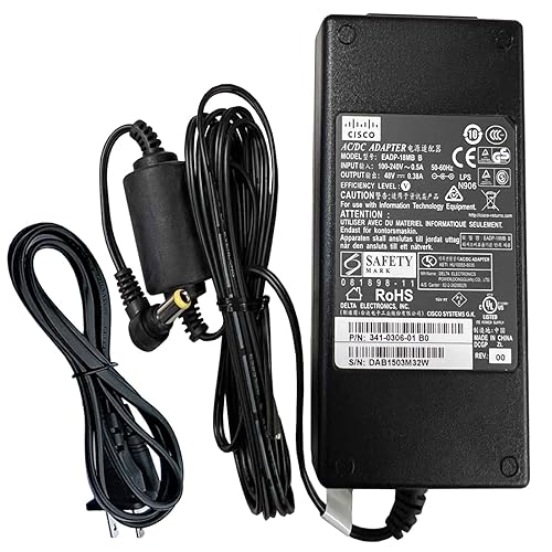 Genuine 48V UL AC/DC Adapter Compatible with Cisco Aironet 1700 2700 3700 3700i AIR-CAP3702I-A-K9 B-K9 R-K9 E-K9 AIR-LAP1142N-A-K9 AIR-CAP1702I-A-K9…