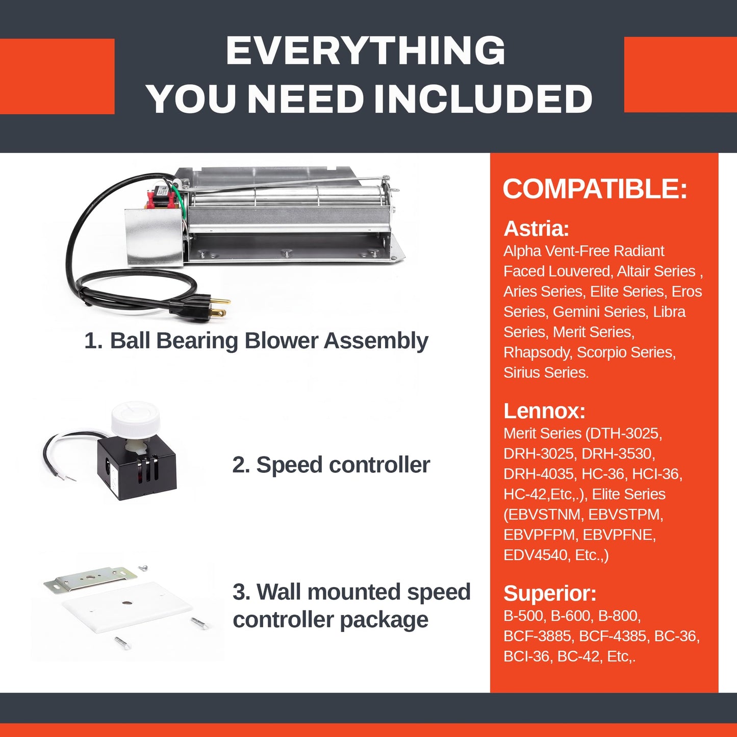 FireplaceBlowersOnline FBK-200 Fireplace Blower Kit for Lennox