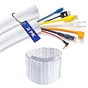 Cable Management Wire Loom 3ft -1 inch, Cable Sleeve Split Tubing, Cord Covers for Wires on Floor, Cord Protectors from Pets Chewing Cables, White (2