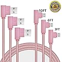90 Degree Micro USB Cable, CTREEY [3 Pack 3Ft 6Ft 10Ft] Durable Braided Android Charger USB to Micro USB Cable Fast Charging for Samsung Galaxy S7/S6
