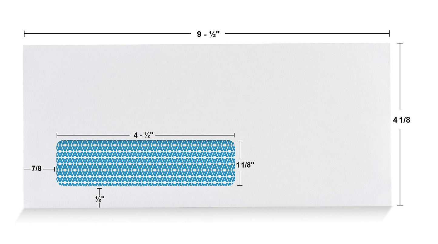 Aimoh 500#10 Single Left Window SELF Seal Security Envelopes - Super Strong Quick-Seal Self Sealing Closure, Security Tinted, Size 4-1/8 x 9-1/2