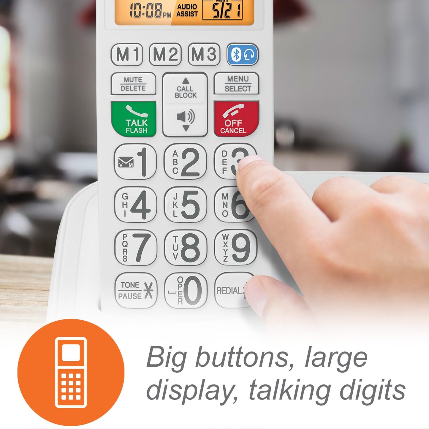 VTech SN5147 Amplified Corded/Cordless Senior Phone with Answering Machine, Big Buttons, 90dB Extra-Loud Visual Ringer, 50dB Audio Assist, Call