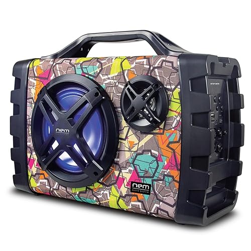 NEM Mobi7e Portable Wireless Bluetooth High Performance Stereo Speaker Extra Bass, USB Recording, Rechargeable Battery, AUX and TF Card Input, FM