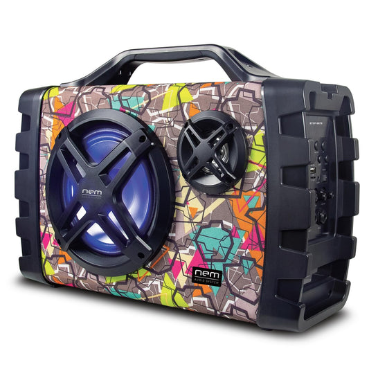 NEM Mobi7e Portable Wireless Bluetooth High Performance Stereo Speaker Extra Bass, USB Recording, Rechargeable Battery, AUX and TF Card Input, FM