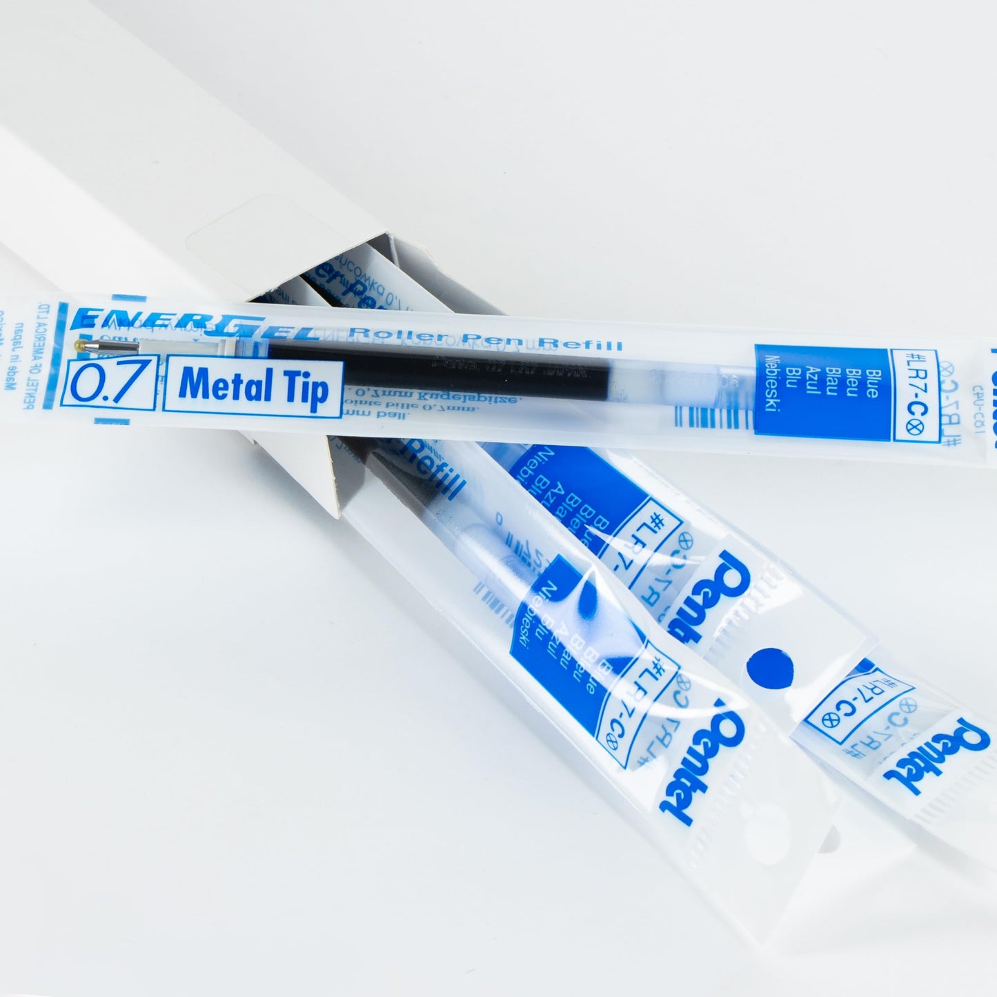 Pentel Refill Ink - For EnerGel Gel Pen, 0.7mm Metal Tip, Medium, Blue Ink, Pack of 6 Refills(LR7-6C)