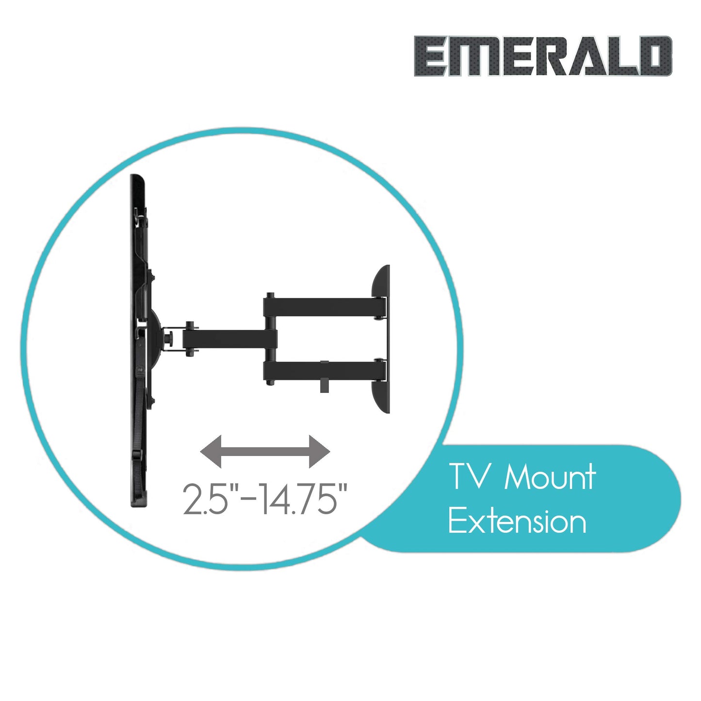 Emerald 8318 Full Motion TV Wall Mount which Pannels, Articulates and Tilts - for Flat and Curved TVs 17-55 inches,