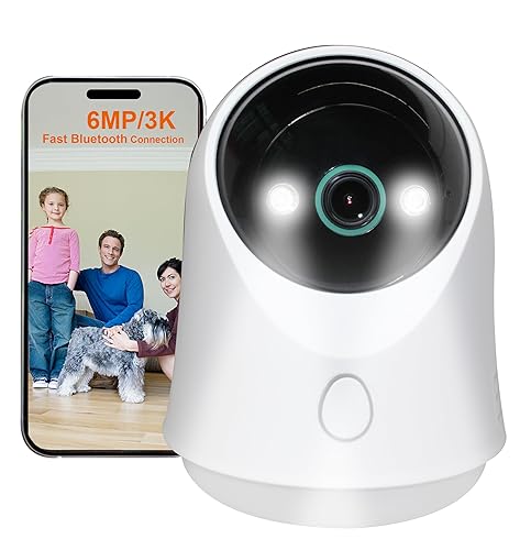 Sinis 6MP Indoor Security Camera, Plug-in 2.4G/5G Wireless WiFi for Baby Monitor with Phone app, 360 Degree Camera with Person Detection, Smart