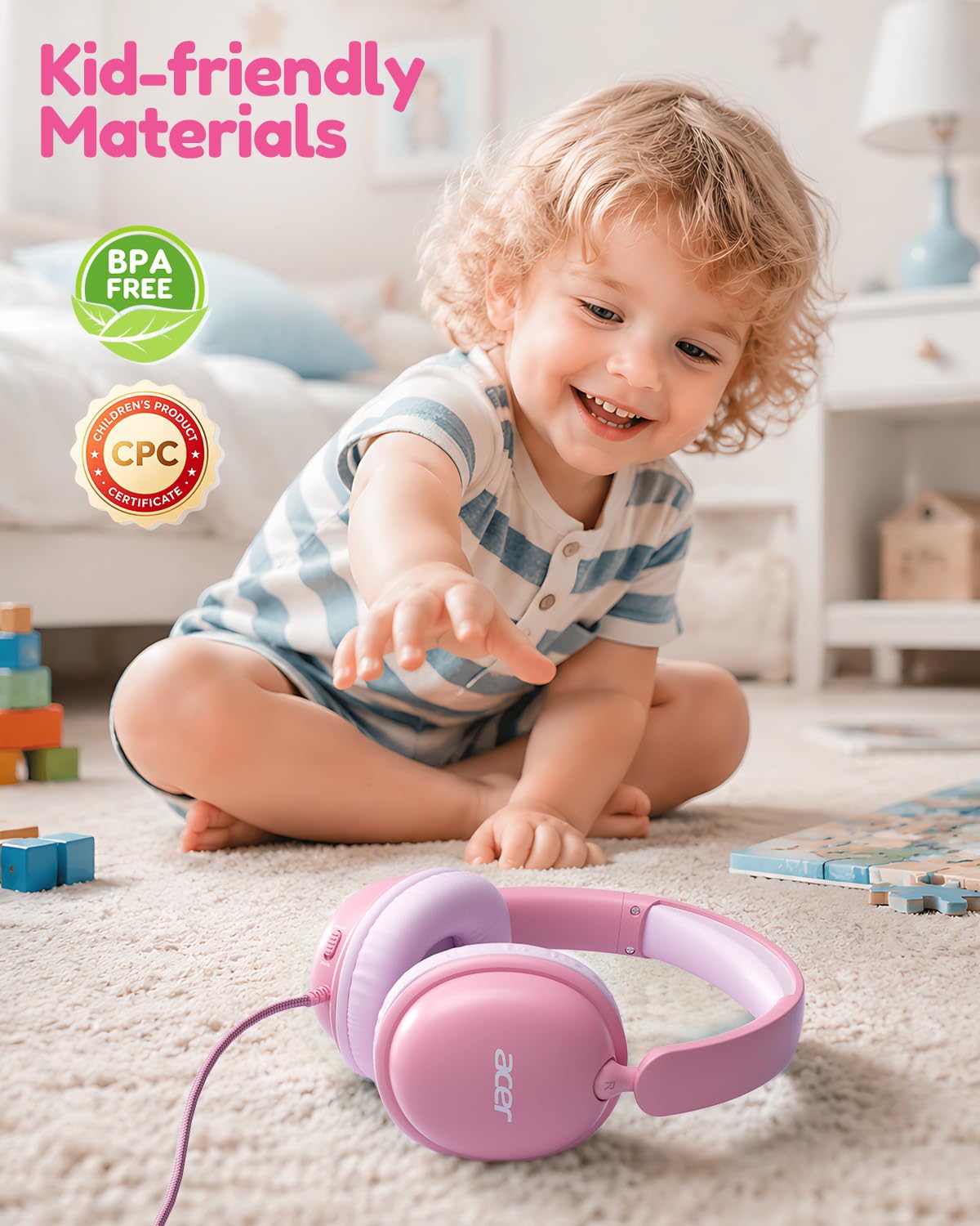 Acer OHW355 Kids Headphones with Cord for School,Over Ear Wired Headphones