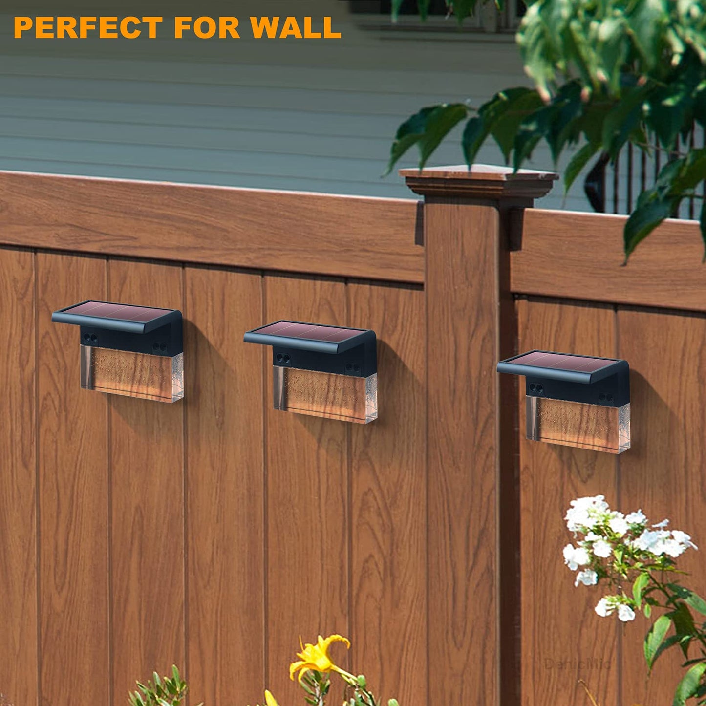 DenicMic Solar Deck Lights LED Solar Step Lights Outdoor for Fence, Patio, Garden, Yard, Backyard, 10 Lumen 2 Lighting Modes Acrylic Bubbles Warm