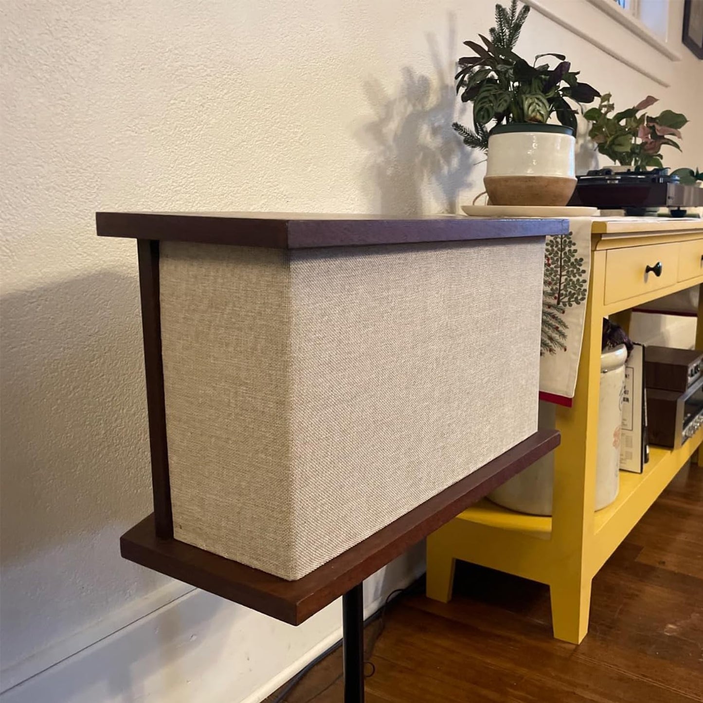 Flushbay Speaker Grill Cloth Linen Speaker Fabric Protective Dustproof Mesh Cloth Stereo Fabric Replacement for Home Stage Speakers, Media Cabinet