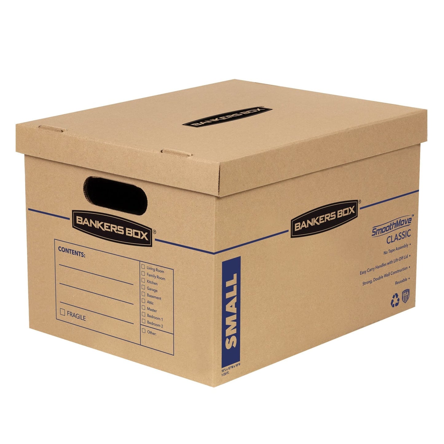 Bankers Box 15-Pack Small Classic Moving Boxes with Reinforced Handles
