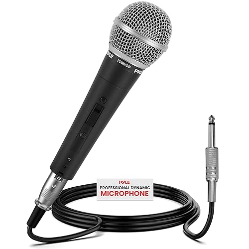Pyle Professional Dynamic Vocal Microphone - Moving Coil Dynamic Cardioid Unidirectional Handheld Microphone with ON/OFF Switch Includes 15ft XLR
