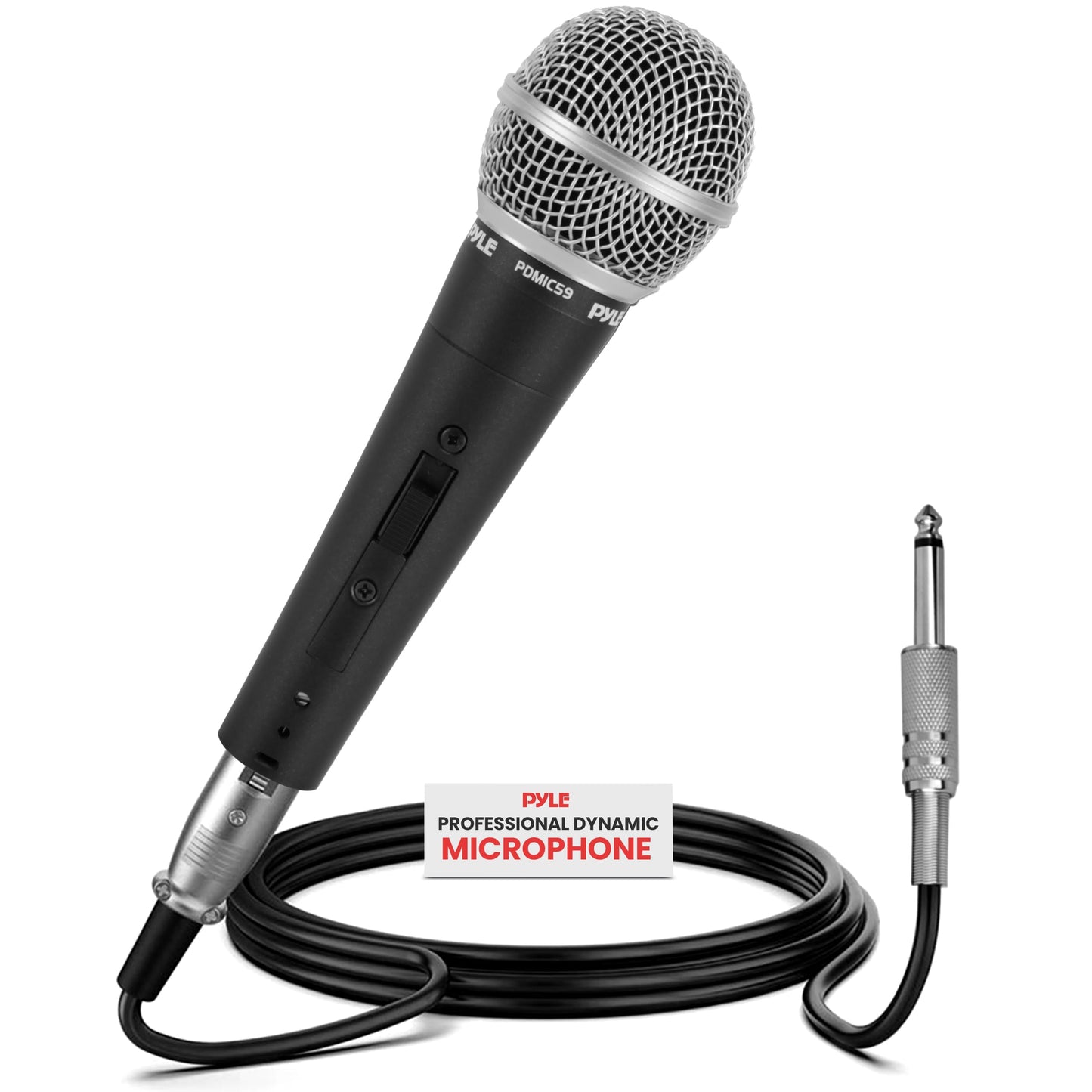 Pyle Professional Dynamic Vocal Microphone - Moving Coil Dynamic Cardioid Unidirectional Handheld Microphone with ON/OFF Switch Includes 15ft XLR