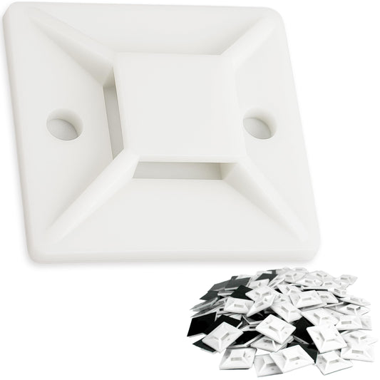 Super-Adhesive X-Large Cable Tie Mounts 100 Pack For Fast, Frustration-Free Wire Management. Anchor These Zip Tie Bases Tools-Free With Sticky Backs