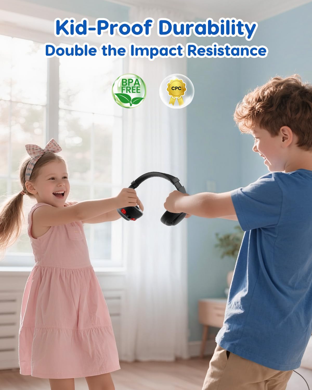 Acer Kids Bluetooth Headphones, 85dB Volume Limiter, Foldable Wireless Over-Ear Headphones for iPad, Travel, 75H Playtime, Bluetooth 5.4, Built-in