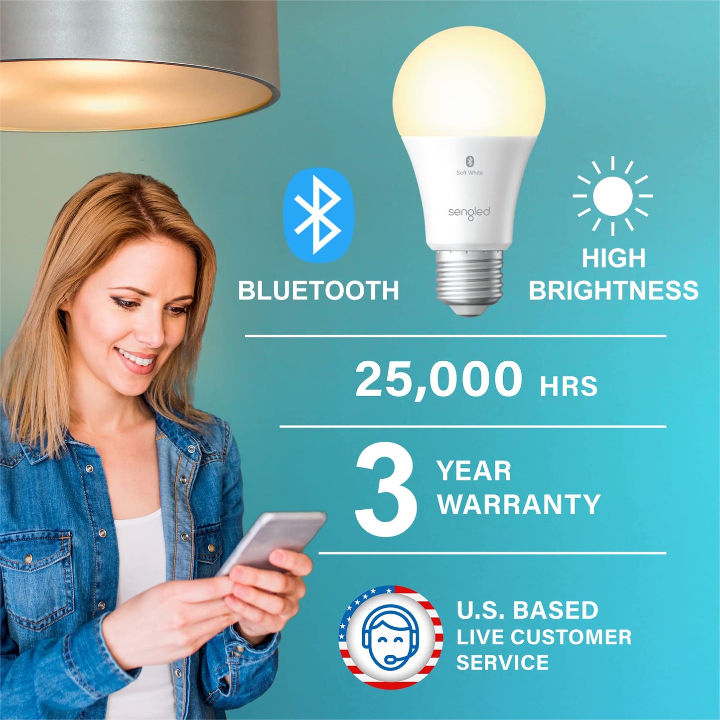 Sengled Alexa Light Bulb 75W Equivalent, Smart Light Bulbs Bluetooth Mesh 1050 LM, Smart Bulbs That Work with Alexa Only 2700K, High Brightness, Soft