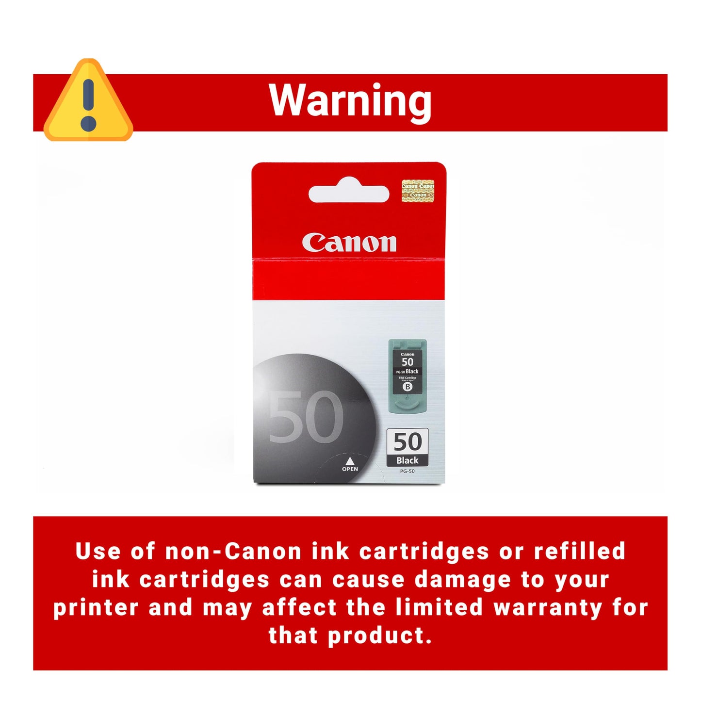 Canon PG-50 Genuine Black Ink Cartridge, Compatible with MX310/300, MP460/150/160/170/180/450, JX200/210P