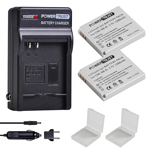 PowerTrust 2Pcs NB-4L NB4L Battery + Fast Charger for Canon PowerShot ELPH 100 HS, 300 HS, 310 HS, SD1000, SD1100 is, SD1400 is, SD200, SD30, SD300