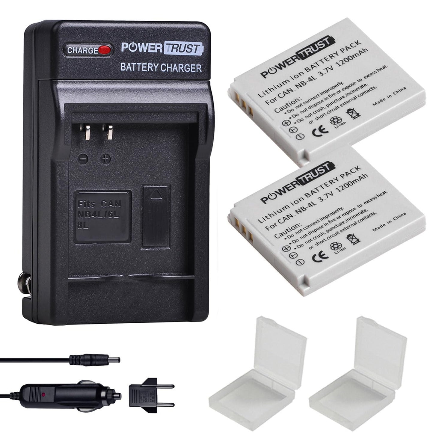 PowerTrust 2Pcs NB-4L NB4L Battery + Fast Charger for Canon PowerShot ELPH 100 HS, 300 HS, 310 HS, SD1000, SD1100 is, SD1400 is, SD200, SD30, SD300