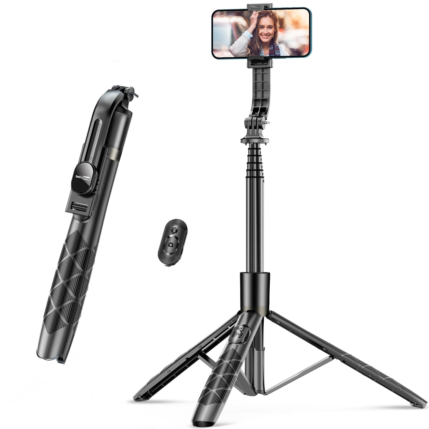62" Aluminum Alloy Selfie Stick Phone Tripod with Wireless Remote Compatible with iPhone 17 16 15 14 13 pro Xs Max Xr X, Android/Samsung Smartphone
