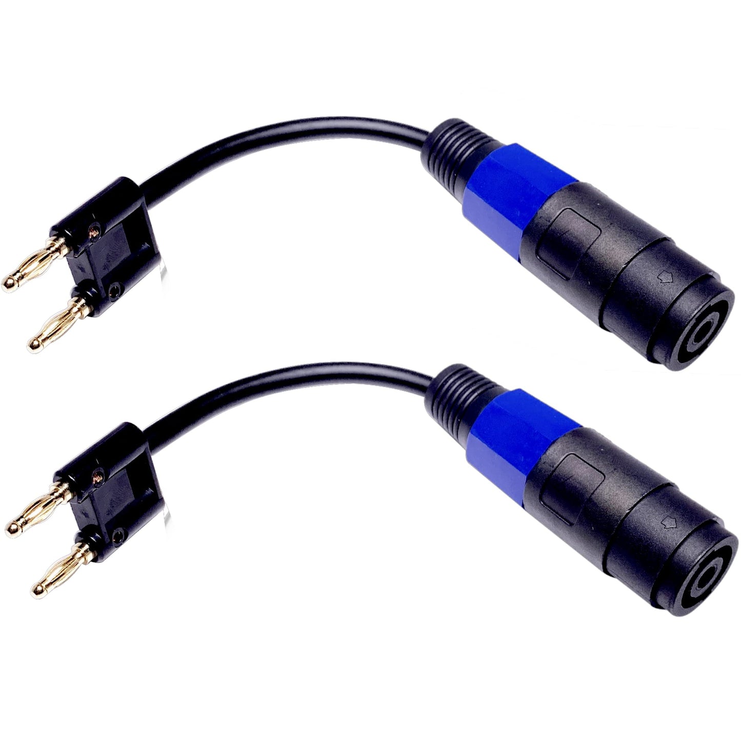 CNCESS Dual Banana Plug to Female Speakon Connector Adapter, 12AWG, 6 in, 2-Pack