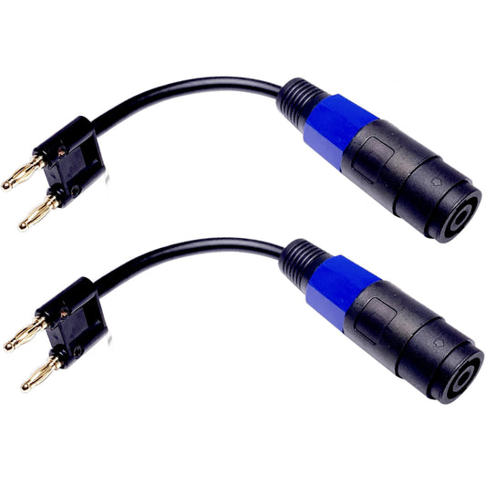 CNCESS Dual Banana Plug to Female Speakon Connector Adapter, 12AWG, 6 in, 2-Pack