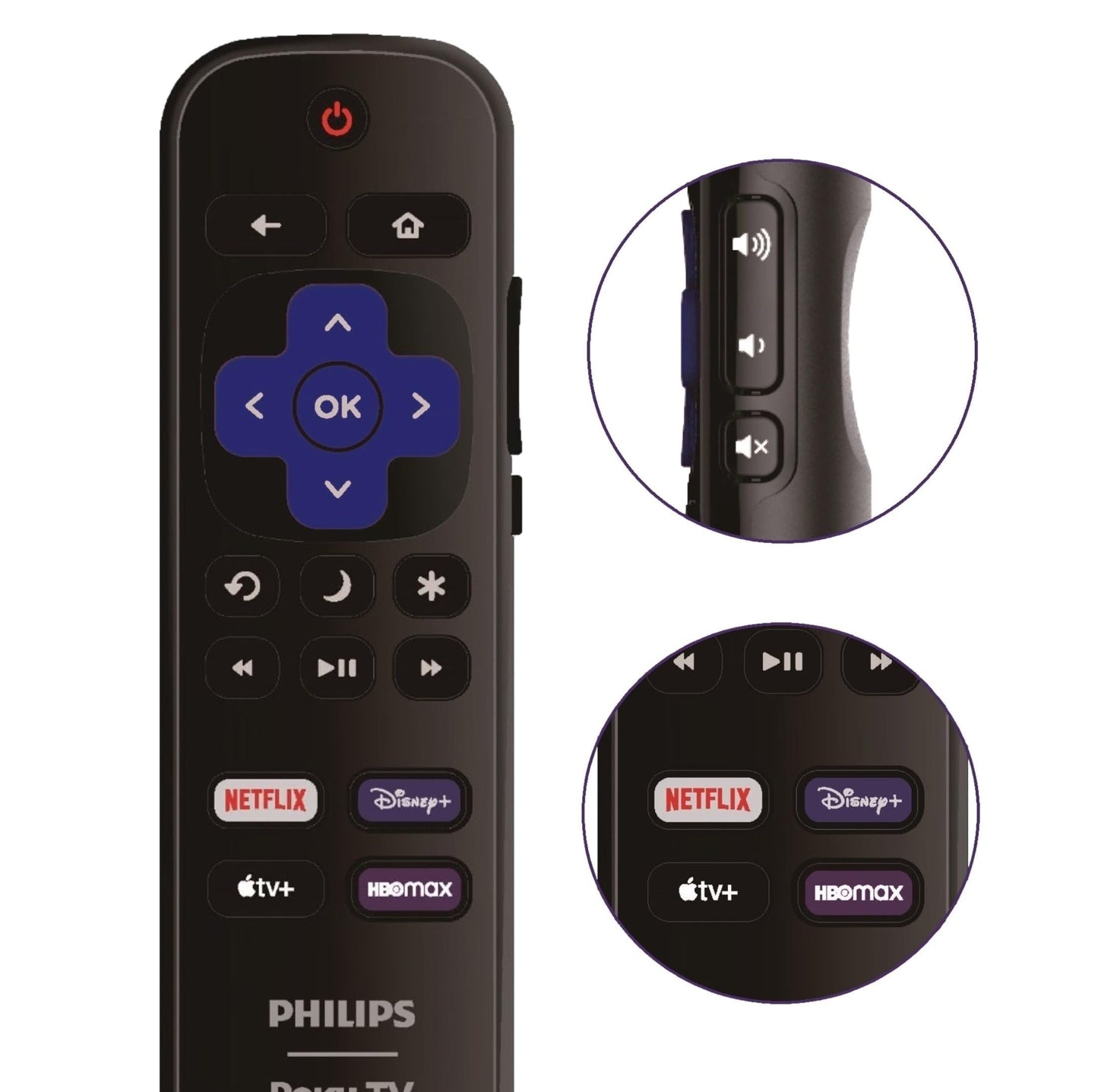 Replacement Remote Control Compatible with All Philips Roku TV Smart TVs?Only Works with Philips Roku TV, Not for Roku Stick and Roku Box?