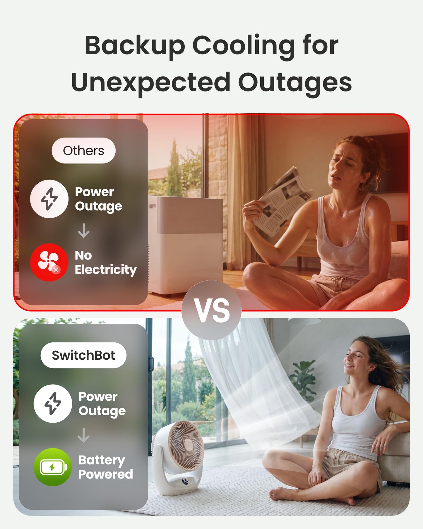 SwitchBot Smart Fan for Bedroom, 110ft Air Circulator Fan, 21dB Quiet Rechargeable Cordless Desk Fan, Oscillating Table Fan with Remote/App