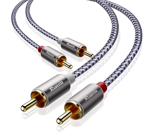 Ruaeoda 2RCA Cable 6 ft, 2RCA Male to 2RCA Male Stereo Audio Cables Shielded Braided 2RCA Stereo Cable for Home Theater, HDTV, Amplifiers, Hi-Fi