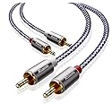 Ruaeoda 2RCA Cable 6 ft, 2RCA Male to 2RCA Male Stereo Audio Cables Shielded Braided 2RCA Stereo Cable for Home Theater, HDTV, Amplifiers, Hi-Fi