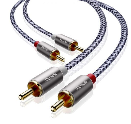 Ruaeoda 2RCA Cable 6 ft, 2RCA Male to 2RCA Male Stereo Audio Cables Shielded Braided 2RCA Stereo Cable for Home Theater, HDTV, Amplifiers, Hi-Fi
