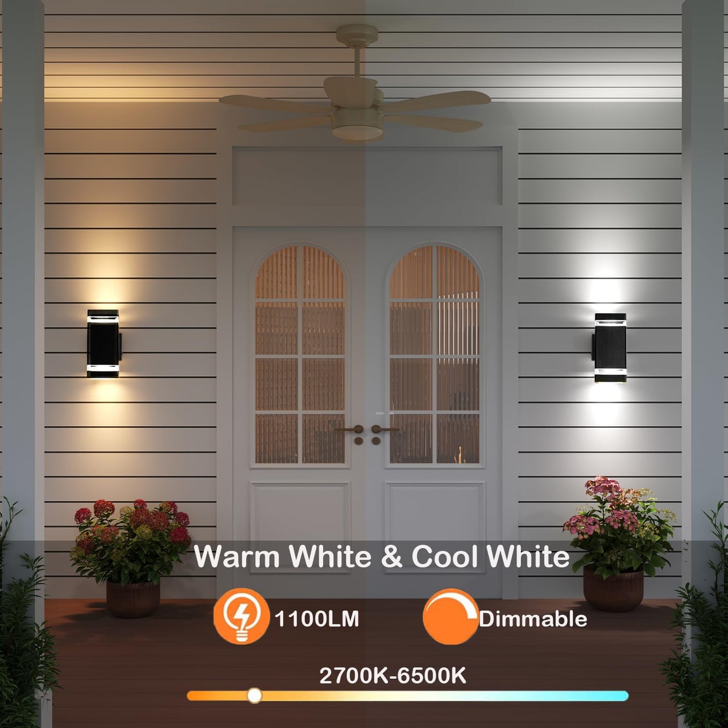 rosykite RGB+CCT Outdoor Wall Light 3 Pack, App Control Up Down Wall Sconce, Color Changing 2700K-6500K Exterior Lighting, Waterproof Aluminum LED