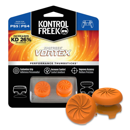 KontrolFreek FPS Freek Vortex for PlayStation 4 (PS4) and PlayStation 5 (PS5) Controller | Performance Thumbsticks | 1 High-Rise Convex, 1 Mid-Rise