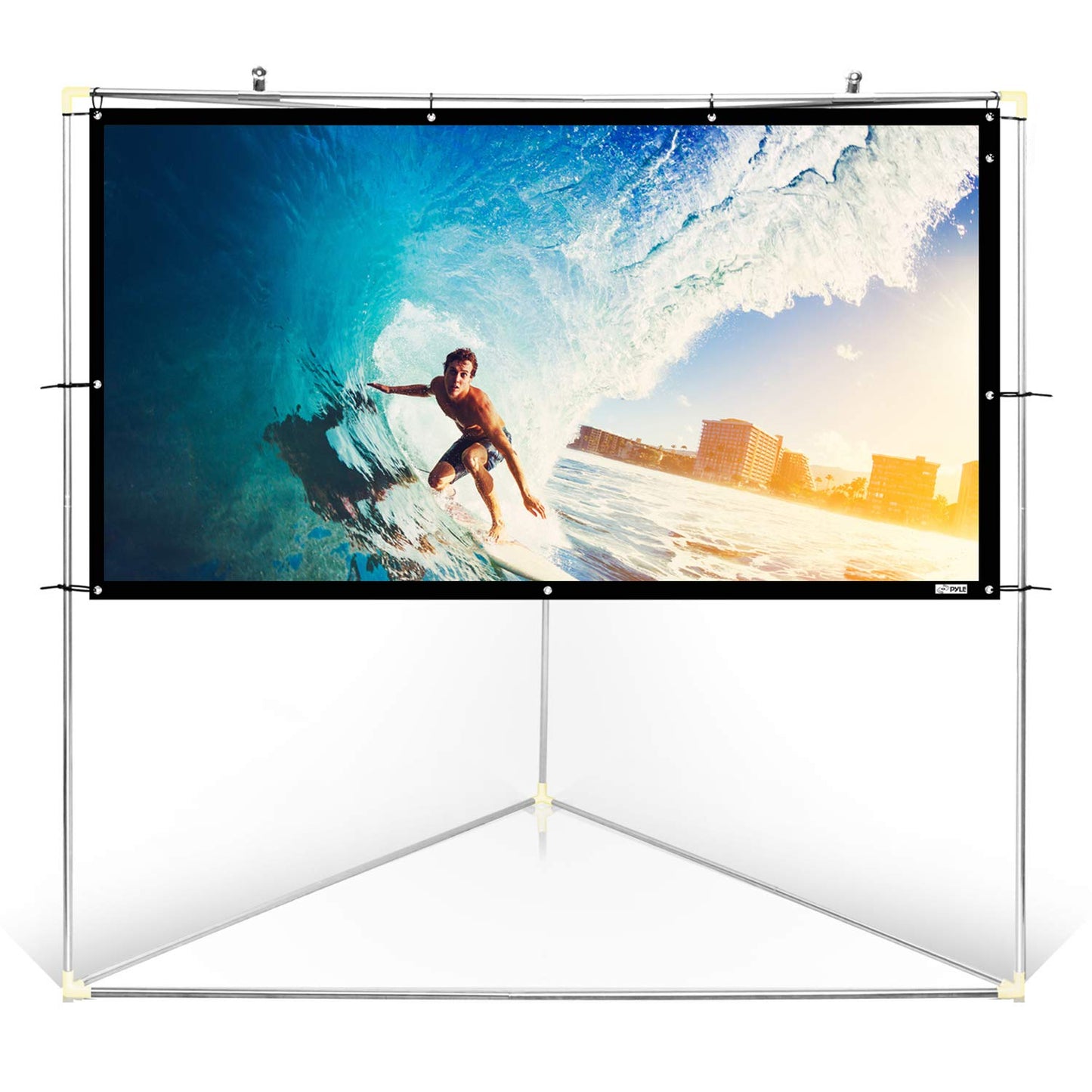 Pyle 72" Outdoor Portable Matt White Theater TV Projector Screen w/Triangle Stand - 72 inch, 16:9, 1.15 Gain Full HD Projection