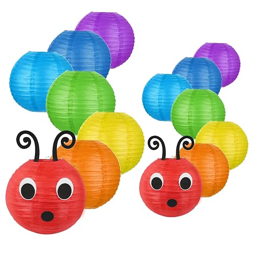LYART 14 Pcs Hungry Caterpillar Paper Lanterns Decoration for School Classroom Birthday Party and Caterpillar Theme Party Ceiling Hanging Decor