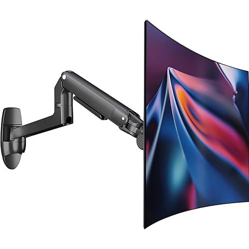 Ergounion Monitor Wall Mount for Flat or Curved Screens up to 38" Within 25 lbs, Full Motion Adjustable Monitor Arm Wall Mount with Cable Management