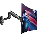 Ergounion Monitor Wall Mount for Flat or Curved Screens up to 38" Within 25 lbs, Full Motion Adjustable Monitor Arm Wall Mount with Cable Management