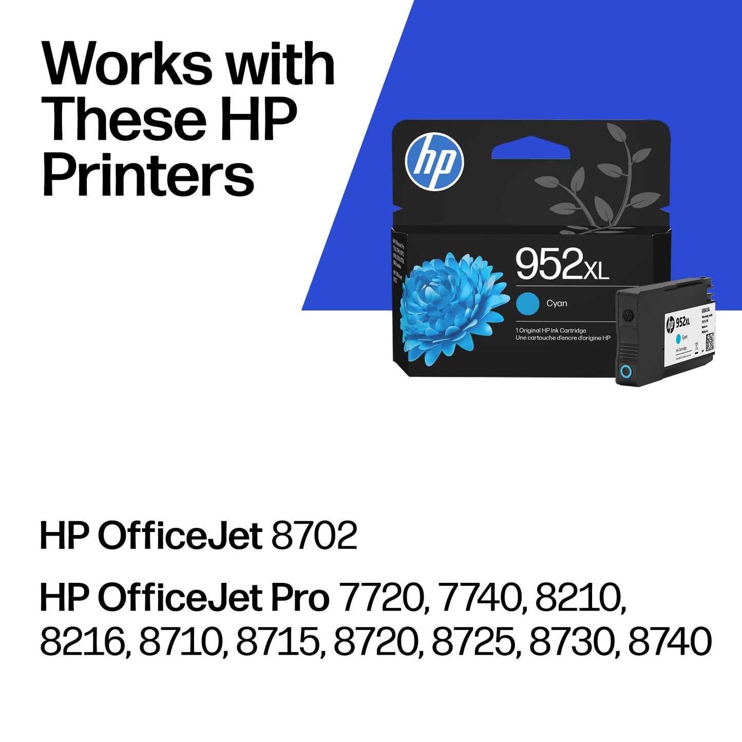HP 952XL Cyan High-Yield Ink Cartridge | Works with OfficeJet 8702, Pro 7720, 7740, 8210, 8710, 8720, 8730, 8740 Series | L0S61AN