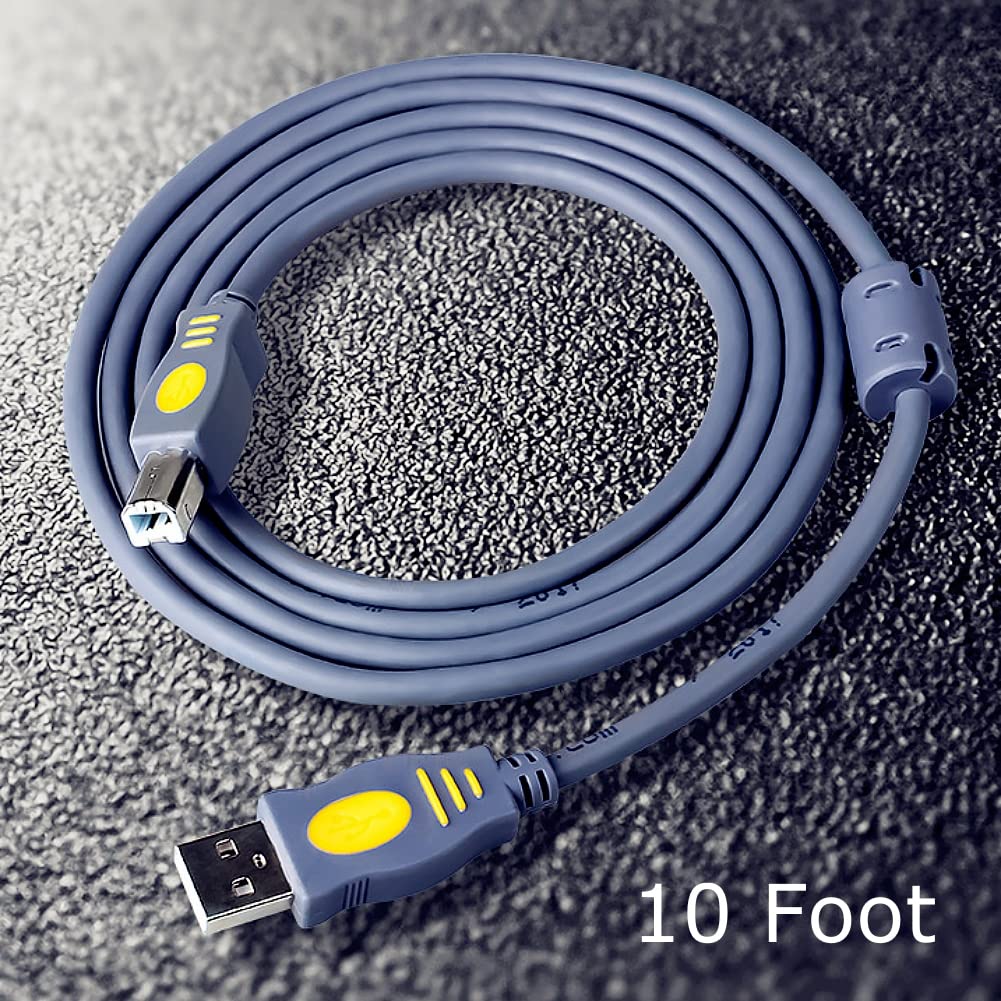 Qjin USB 2.0 Printer Cable for HP OfficeJet Pro 8025e 9015e 8015e 8135e, Envy 6055e 6455e, Envy Inspire 7955e 7255e, 10 Feet