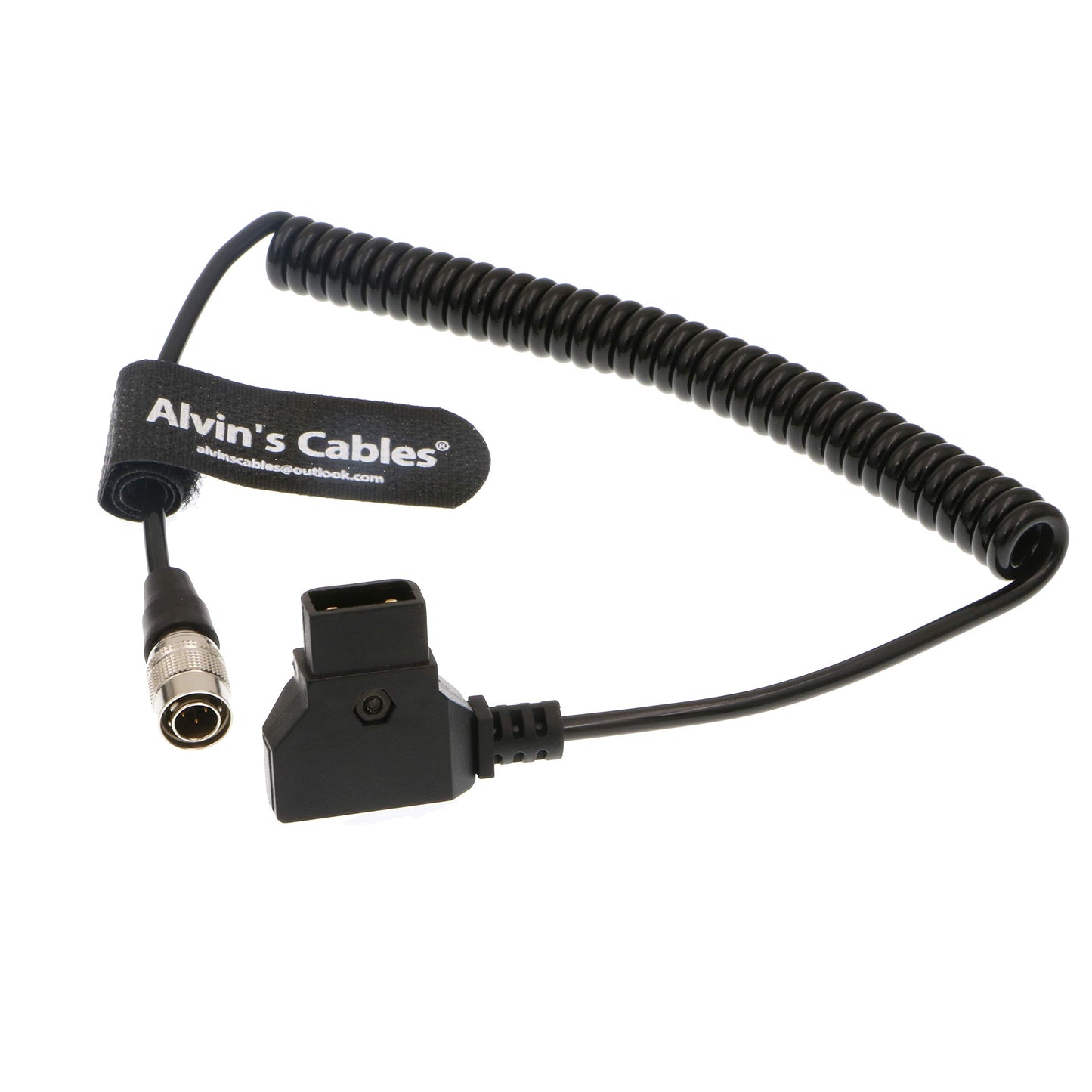 Alvin's Cables Sound Devices ZAXCOM Coiled Power Cable D Tap to 4 Pin Hirose Male