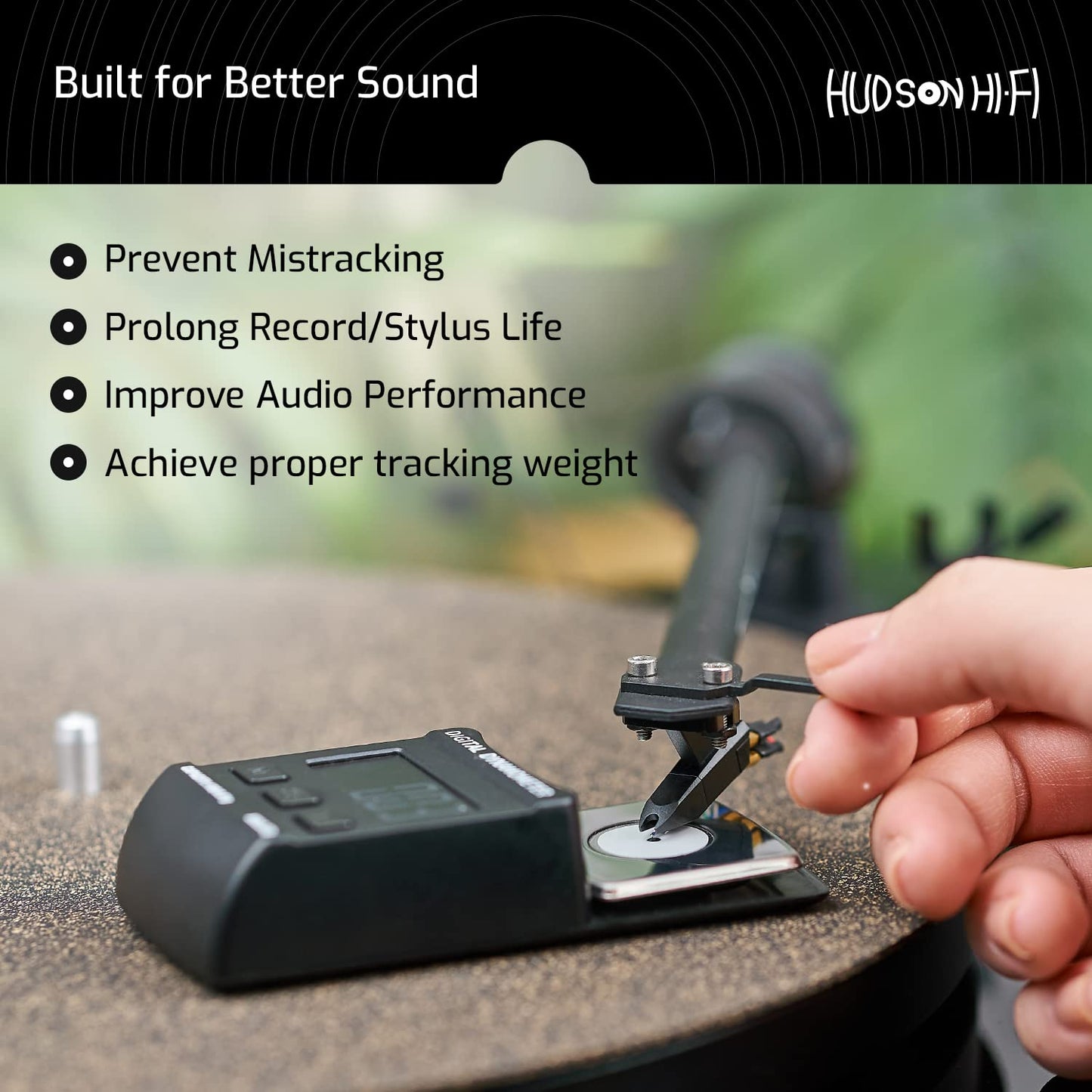 Hudson Hi-Fi Turntable Cartridge Alignment Kit - The Audiophile Purists Perfected 3-Piece LP Cartridge Setup Set. Accuracy Optimized Digital Scale