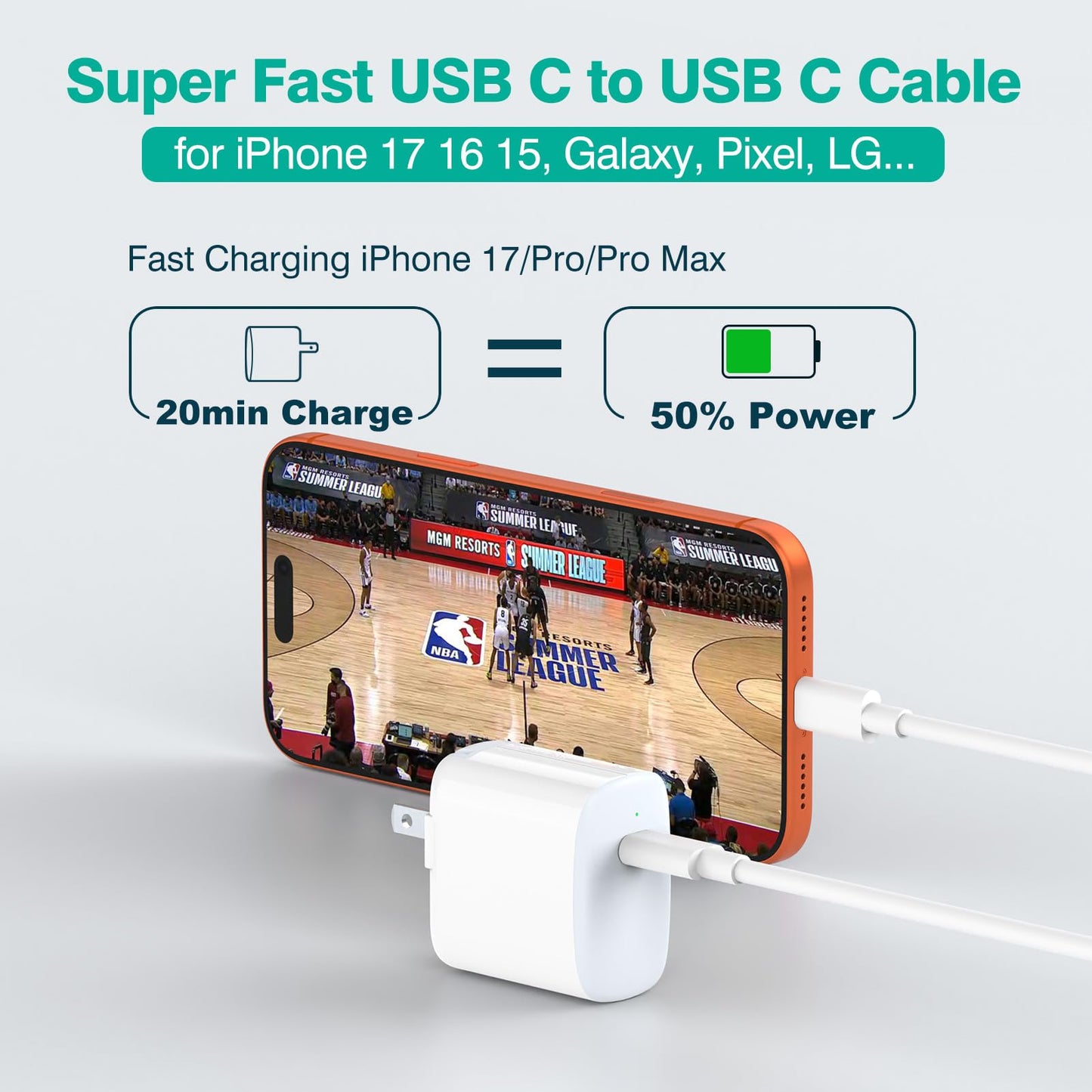 IFEART USB C to USB C Cable for MacBook Air MacBook Pro Charger, iPad Pro 13 12.9 11 inch, iPad Air 5 4, Mini 6, iPhone 17 16 15 Pro Max, Pixel, USBC