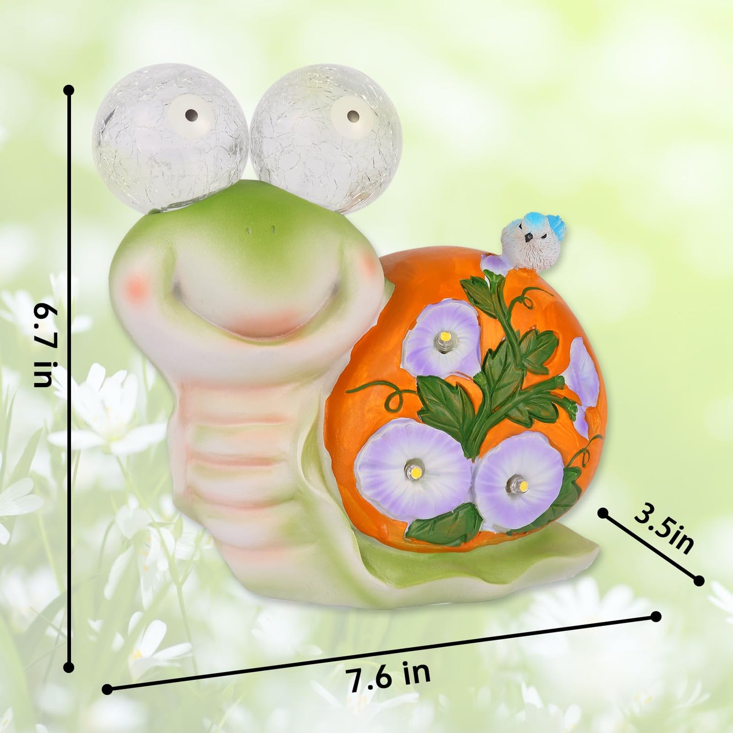 ASTRAEUS Solar Snail Statue Garden Light Figurine Outdoor Decor with 5 LED Lights Lawn Decor Statue Unique Christmas Birthdays Housewarming Gift