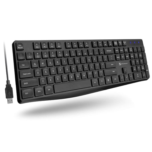 X9 Performance Wired Keyboard - Ultra Slim Full Size Ergonomic Computer Keyboard - Basic USB Keyboard for PC Desktop, Laptop with 5ft Corded Wire, 104