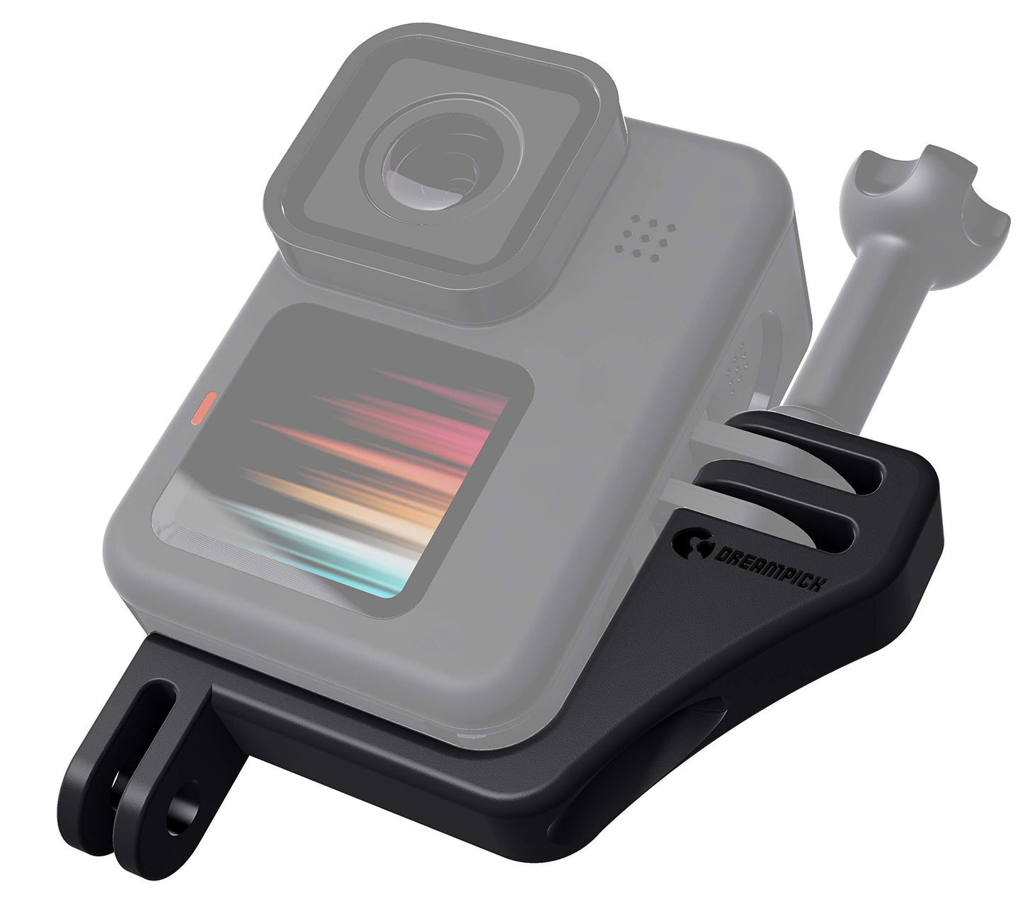 Dreampick Black Vertical Mount for GoPro Hero 4/5/6/7/8/9, DJI Osmo Action, Compatible with iPhone