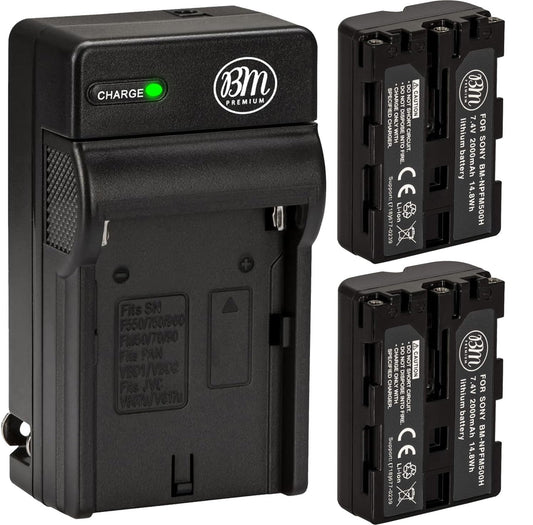 BM Premium 2 NP-FM500H NPFM500 Batteries and Charger for Sony Alpha a68, a77II, SLT-A57, A58, A65V, A77V, A99V, A200, A300, A350, A450, A500, A550