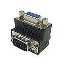 CERRXIAN 90 Degree DB9 9 Pin RS 232 Male to Female Serial Gender Changer Extension Cable Converter Adapter Coupler