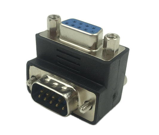 CERRXIAN 90 Degree DB9 9 Pin RS 232 Male to Female Serial Gender Changer Extension Cable Converter Adapter Coupler