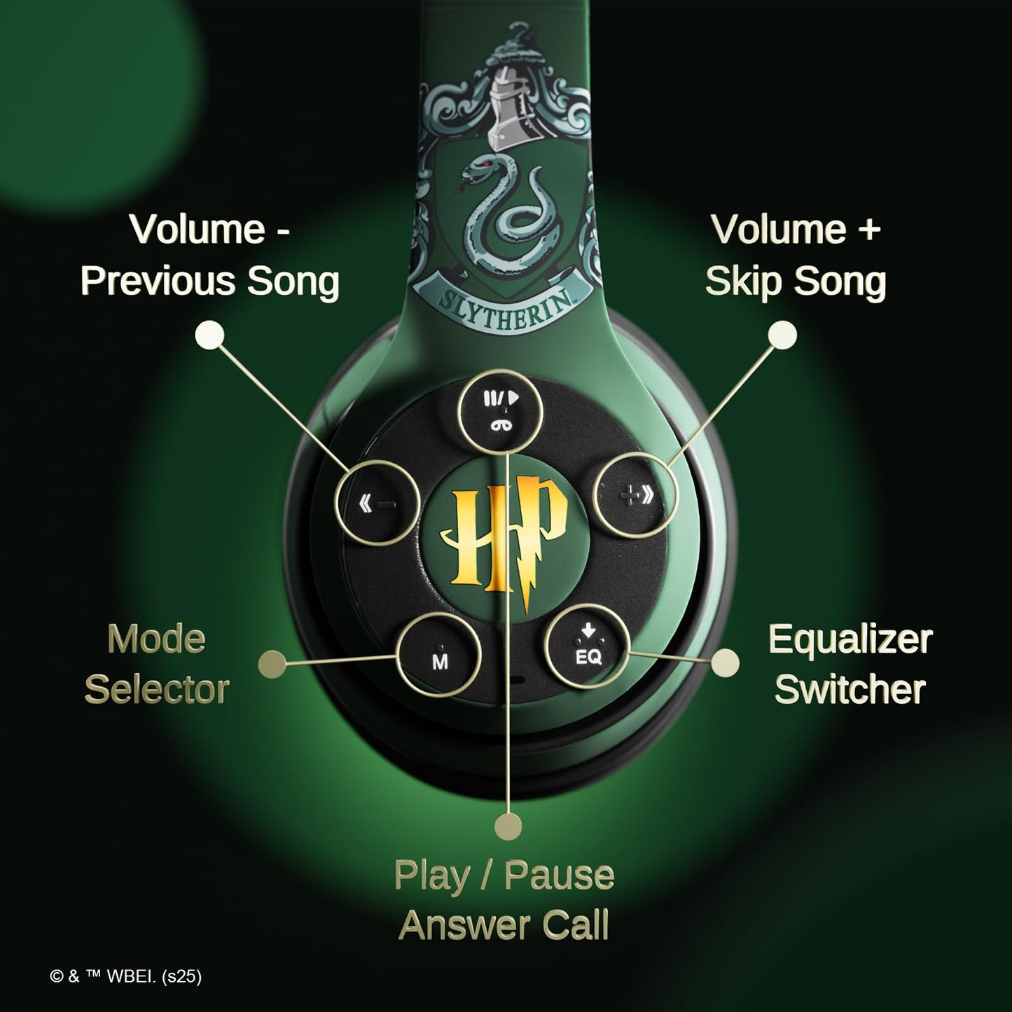 iJoy Harry Potter Slytherin Bluetooth Headphones with Built in Mic | Officially Licensed Wireless Headphones, Foldable Headset | Harry Potter Gifts…