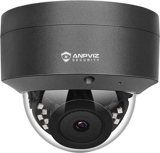 Anpviz 5MP PoE Camera, Outdoor Vandal Dome Security PoE IP Camera with Audio, 98ft Night Vision, H.265, 24/7 Recording Waterproof IP66 Indoor, Wide